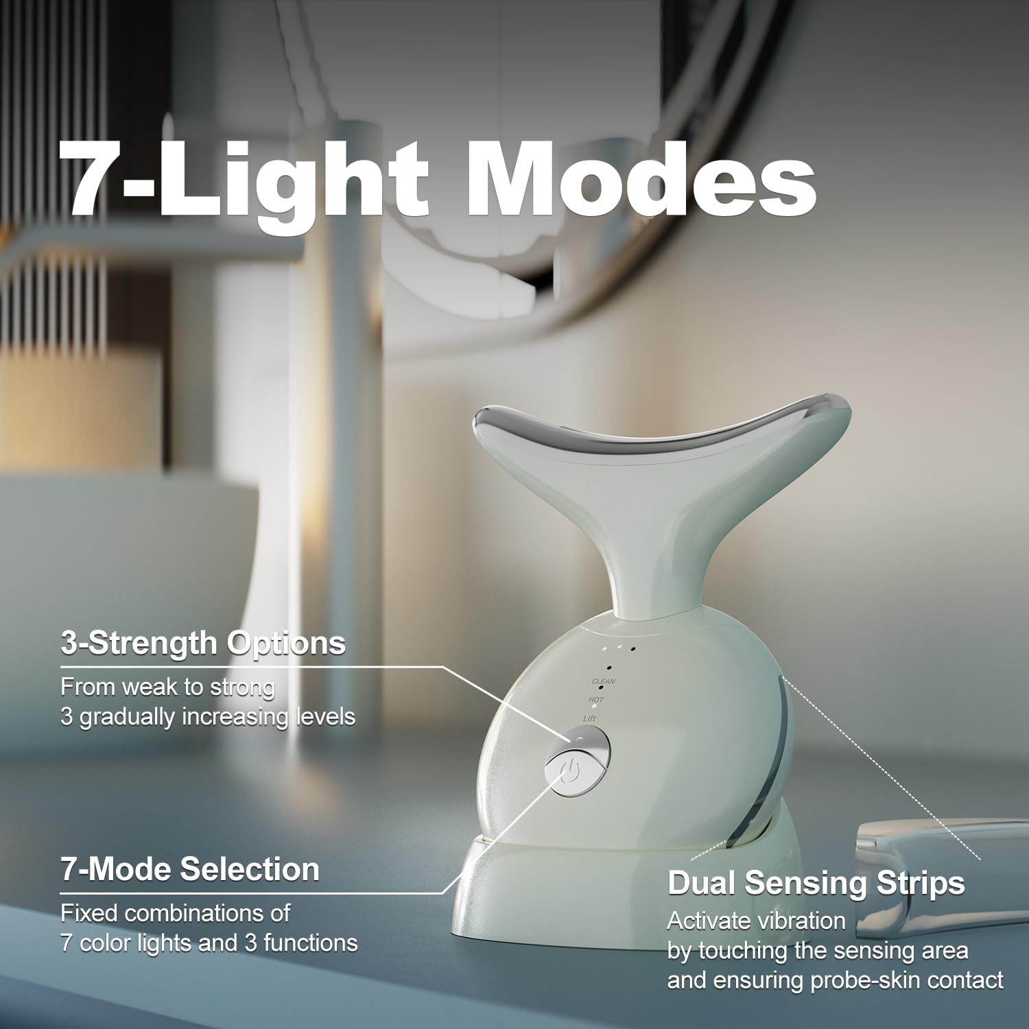 7 in 1 Facial Massager Tool, Red Light Therapy for Face and Neck .LED Neck and Face Massager