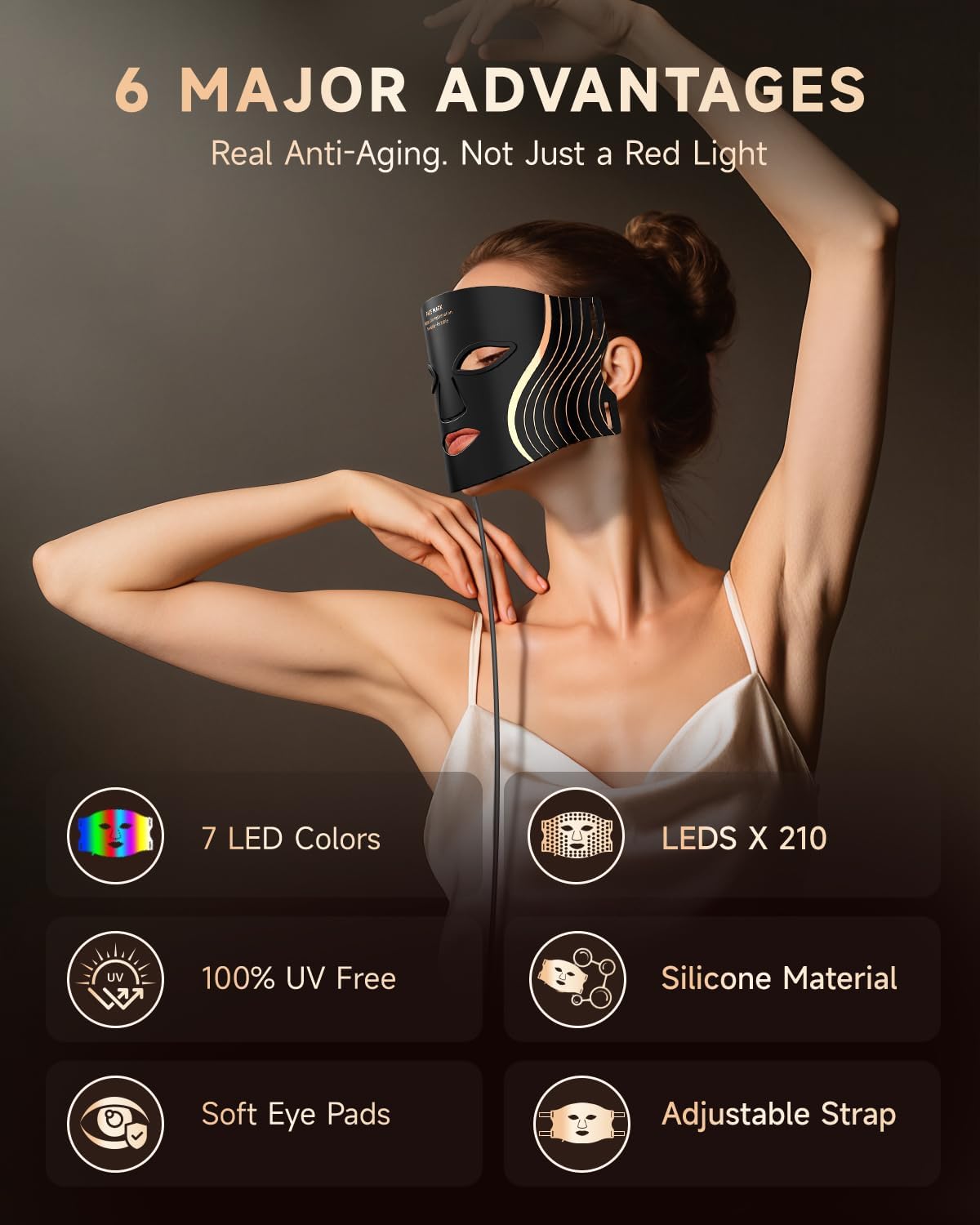 Red Light Therapy Mask for Face, 7 Colors LED Facial Mask