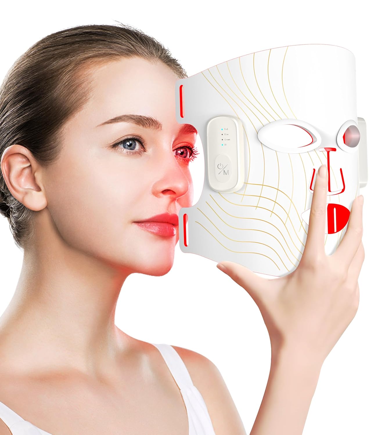 Red Light Therapy for Face, Wireless LED Facial Mask with Near Infrared