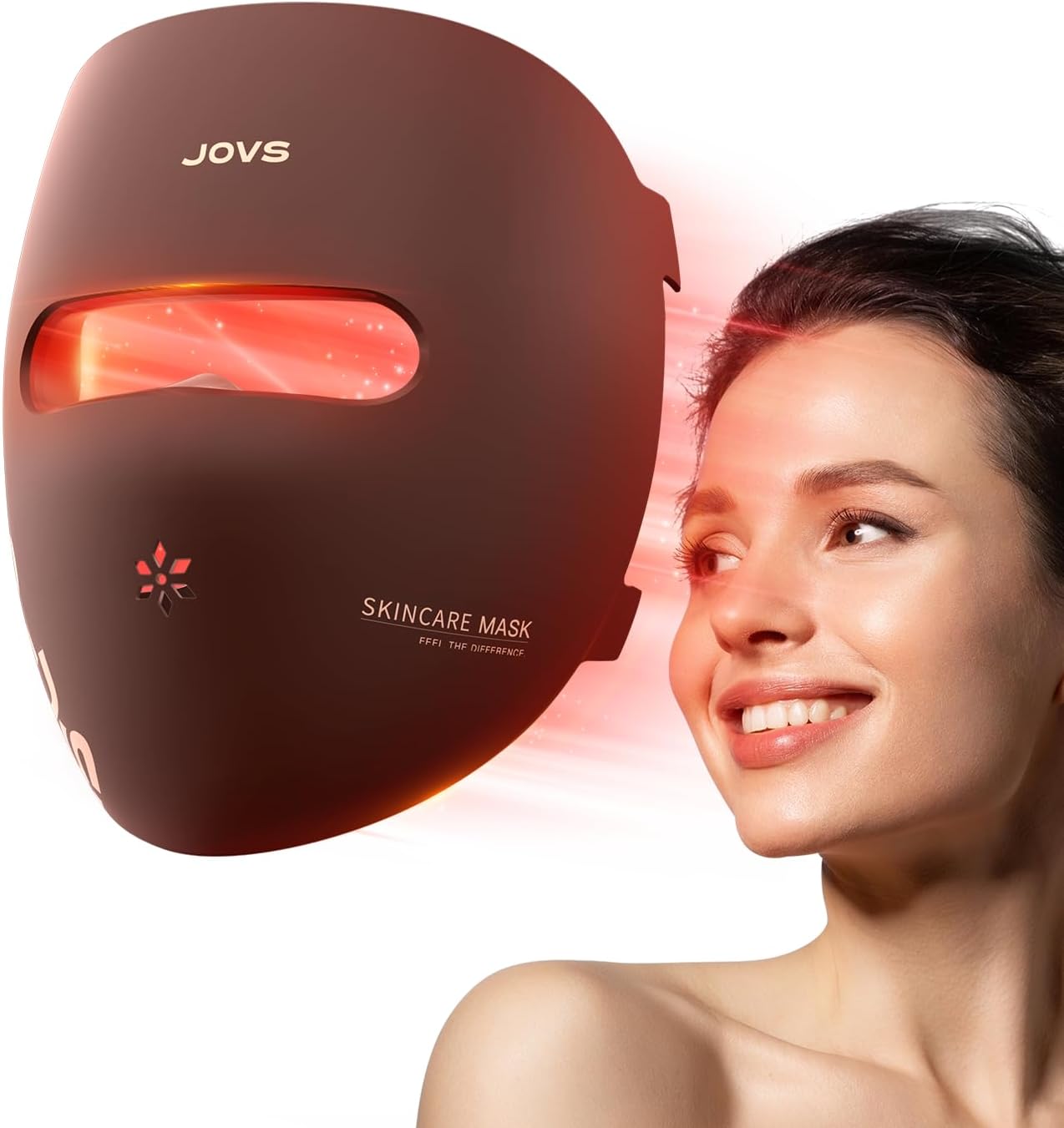 JOVS Red Light Therapy Face Mask, Rechargeable Near Infrared LED Facial Mask