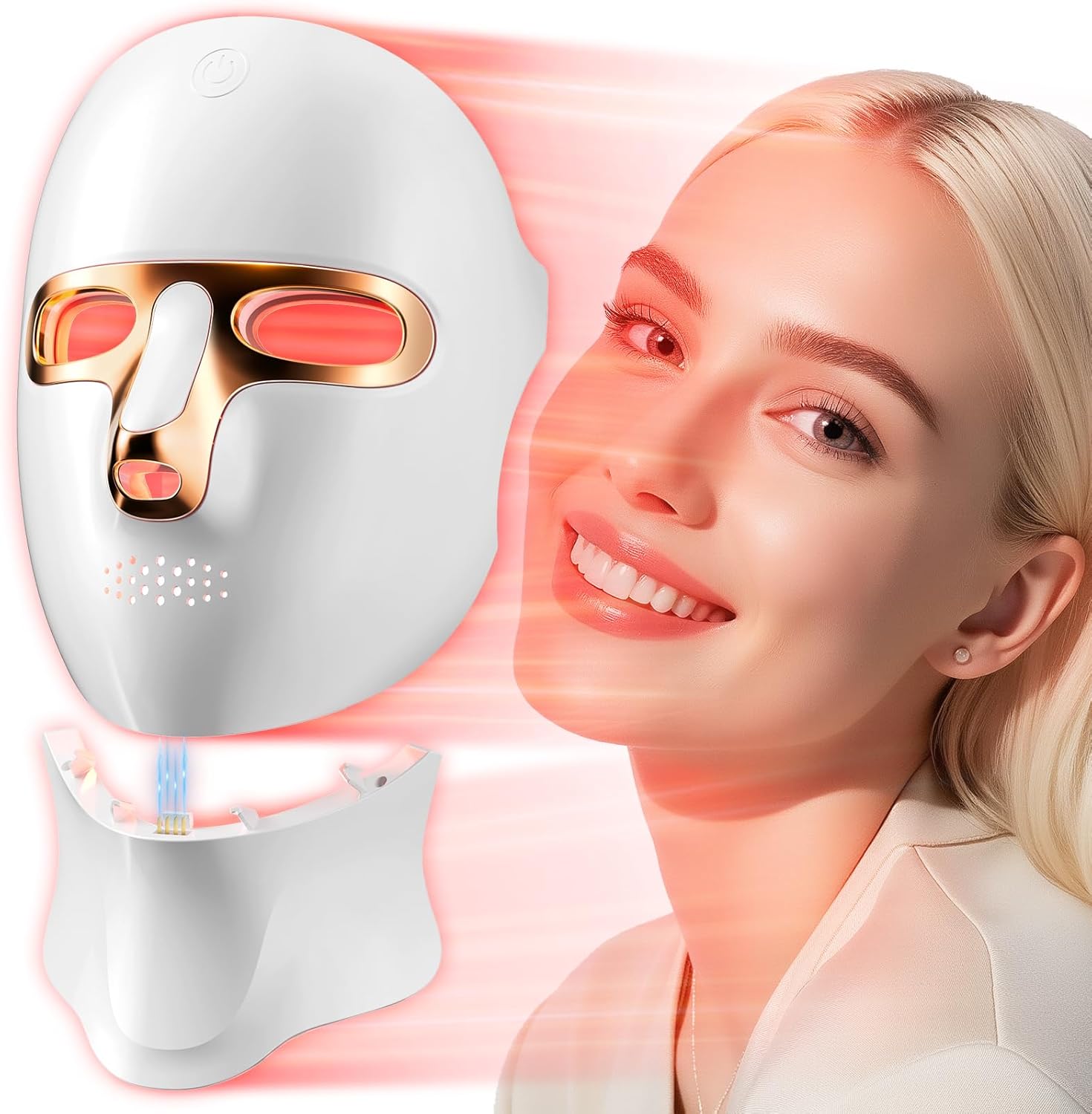 Red Light Therapy Mask for Face, 120 LED Wireless Light Therapy with Neck Device