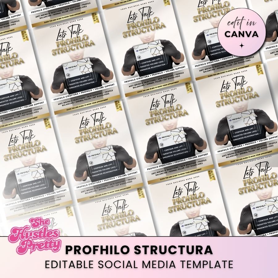 Profhilo Structura Template for Social Media | Beige & Gold | For Beauty Professionals