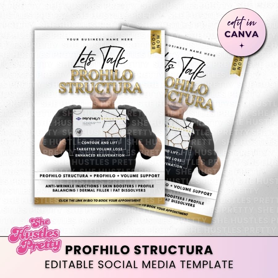Profhilo Structura Template for Social Media | White & Gold | For Beauty Professionals