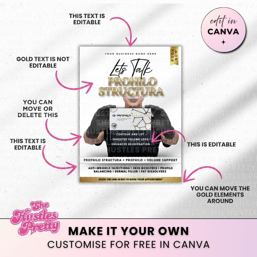 Profhilo Structura Template for Social Media | White & Gold | For Beauty Professionals