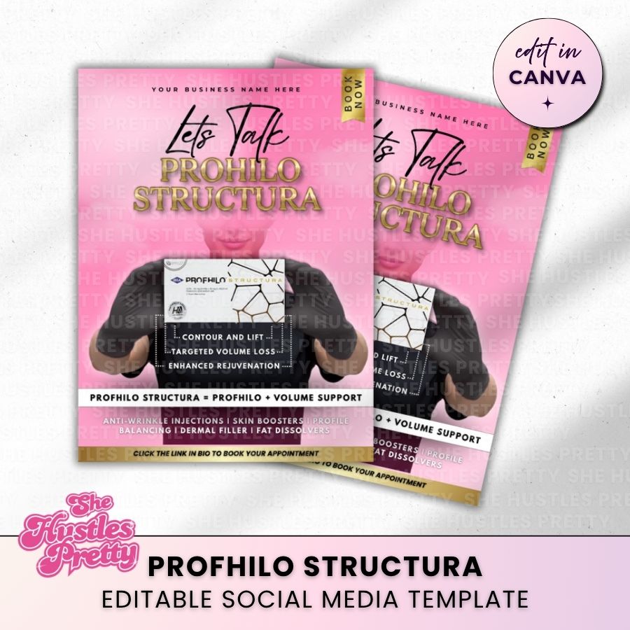 Profhilo Structura Template for Social Media | Pink & Gold | For Beauty Professionals