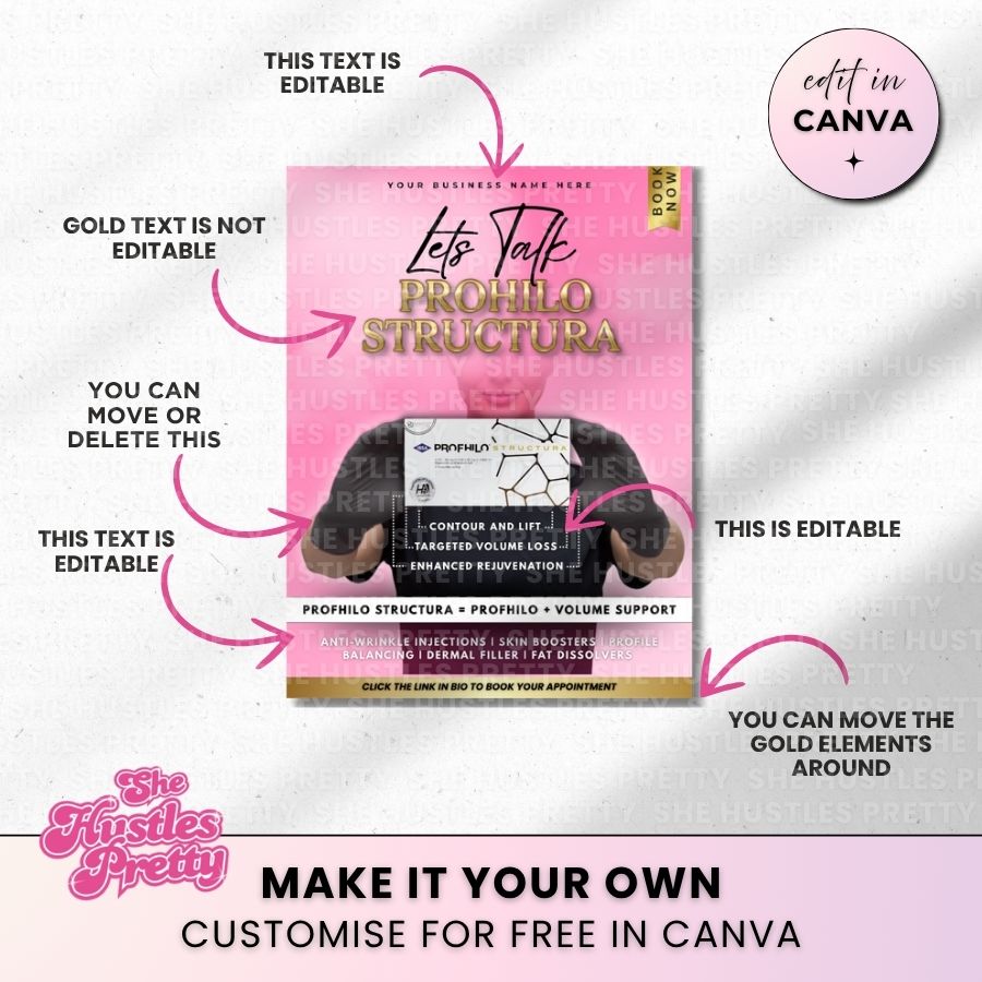 Profhilo Structura Template for Social Media | Pink & Gold | For Beauty Professionals