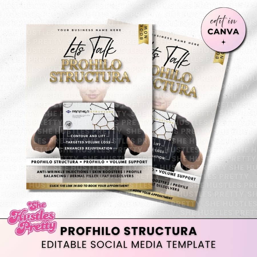 Profhilo Structura Template for Social Media | Beige & Gold | For Beauty Professionals