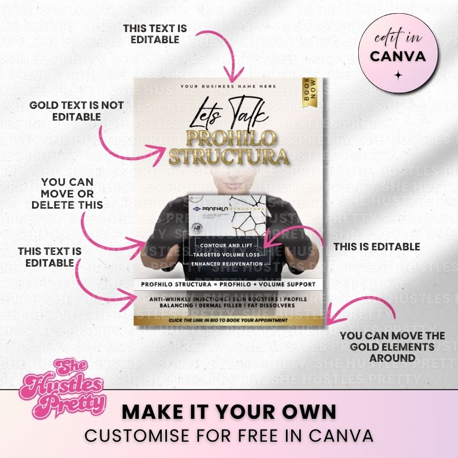 Profhilo Structura Template for Social Media | Beige & Gold | For Beauty Professionals