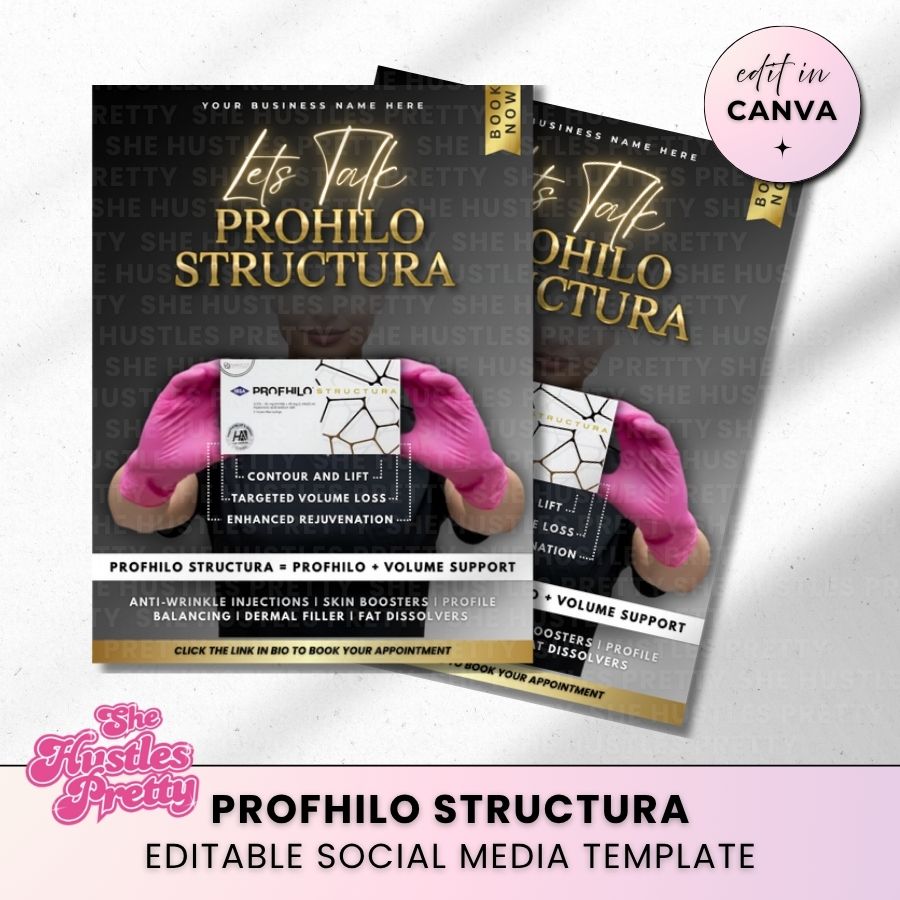 Profhilo Structura Template for Social Media | Black & Gold | For Beauty Professionals
