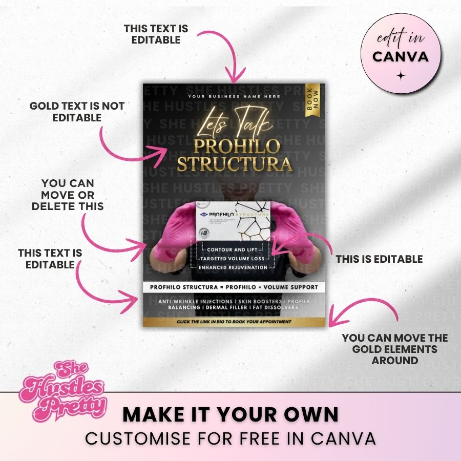 Profhilo Structura Template for Social Media | Black & Gold | For Beauty Professionals