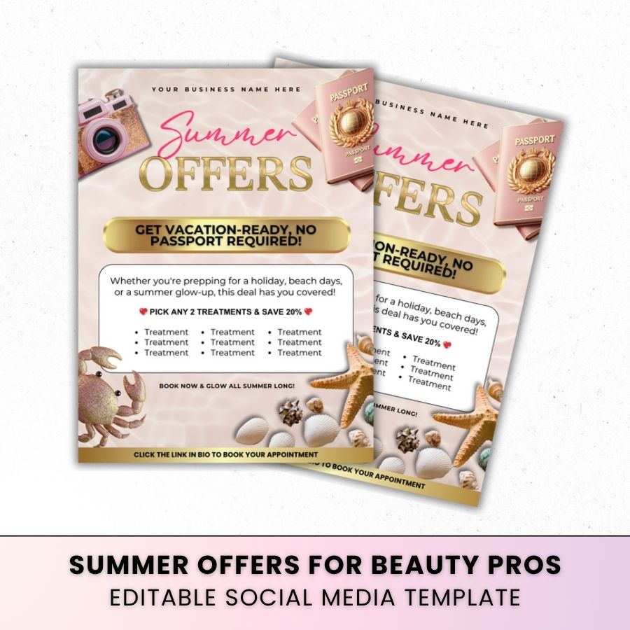 Summer Offers Template for Social Media | Beige & Gold | For Beauty Professionals