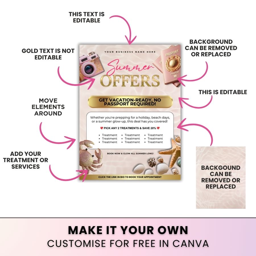 Summer Offers Template for Social Media | Beige & Gold | For Beauty Professionals