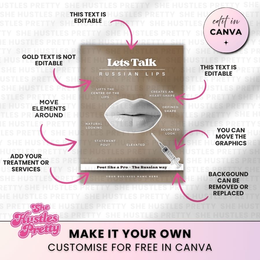 Russian Lips Template for Social Media | Latte Layers | For Beauty Professionals