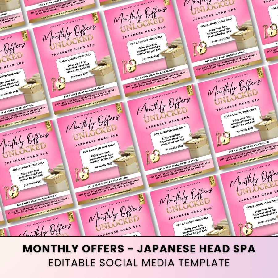 Monthly Offers | Pink & Gold Luxe | For Japanese Head Spa 