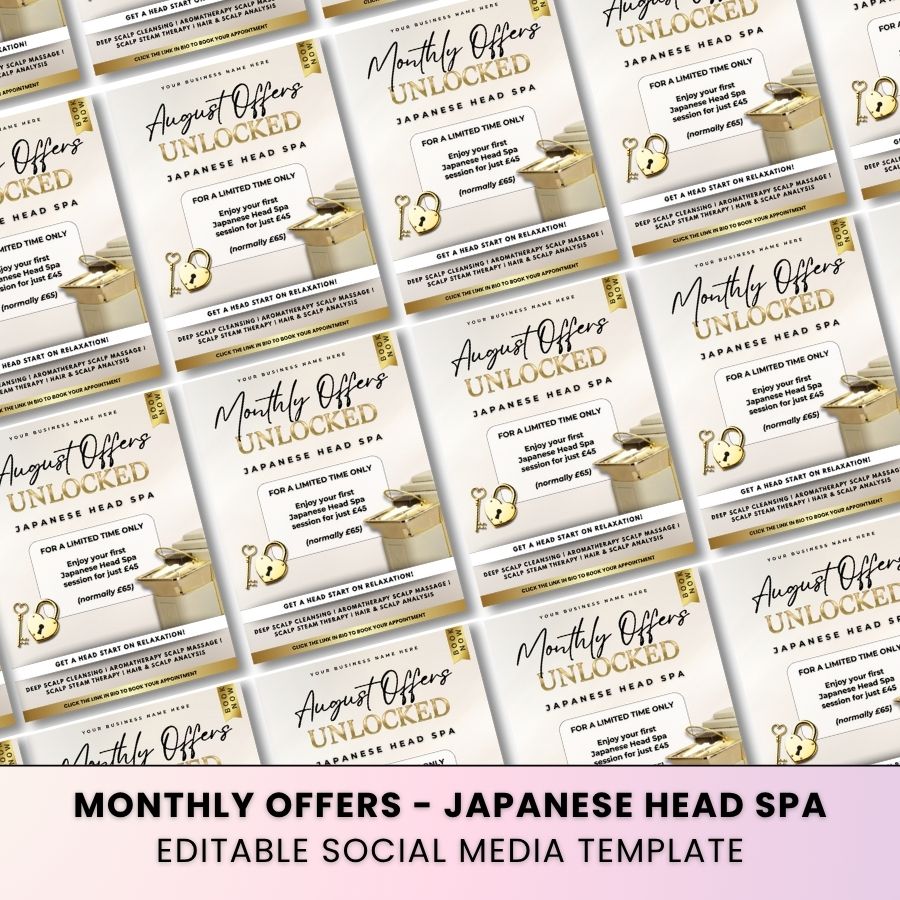 Monthly Offers | Beige & Gold Luxe | For Japanese Head Spa 
