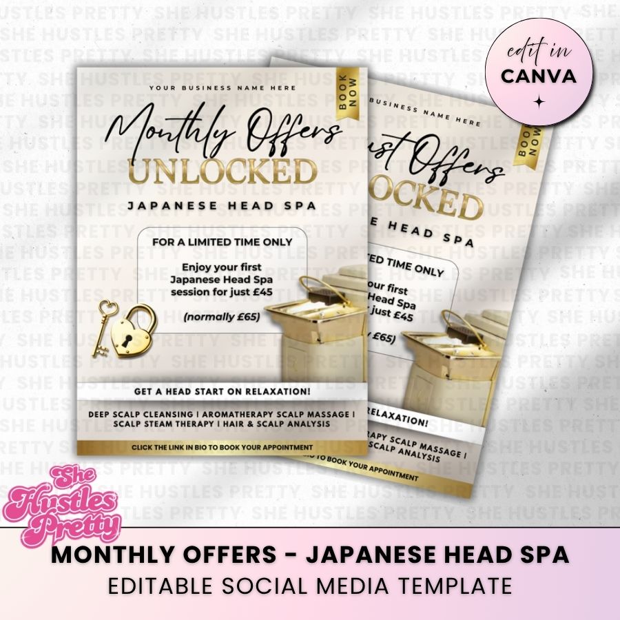 Monthly Offers | Beige & Gold Luxe | For Japanese Head Spa 