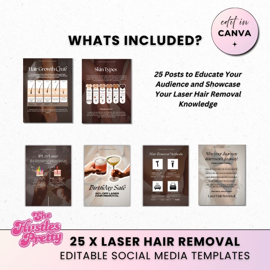 Laser Hair Removal 25 Templates | Social Media Marketing for Beauty Professionals | Neutral 