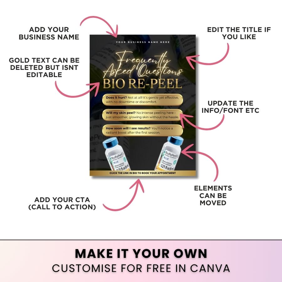 Bio-Repeel Treatment Templates x 3 for Social Media | Black & Gold | For Aestheticians