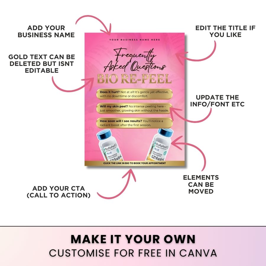 Bio-Repeel Treatment Templates x 3 for Social Media | Pink & Gold | For Aestheticians
