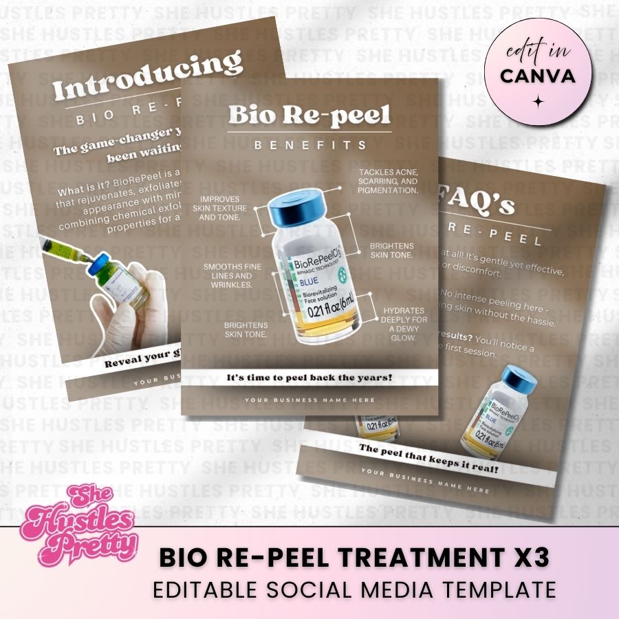 Bio-Repeel Treatment Templates x 3 for Social Media | Latte Layers | For Aestheticians
