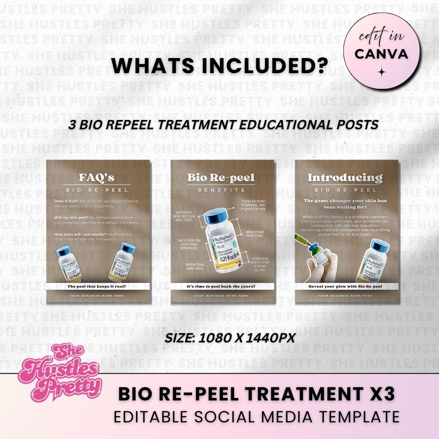 Bio-Repeel Treatment Templates x 3 for Social Media | Latte Layers | For Aestheticians