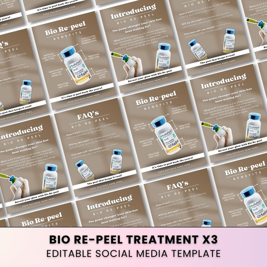 Bio-Repeel Treatment Templates x 3 for Social Media | Latte Layers | For Aestheticians