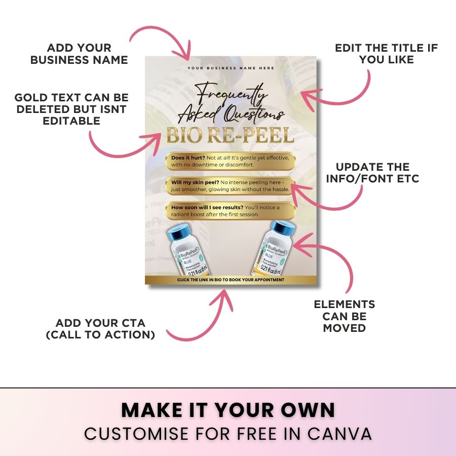 Bio-Repeel Treatment Templates x 3 for Social Media | Beige & Gold | For Aestheticians