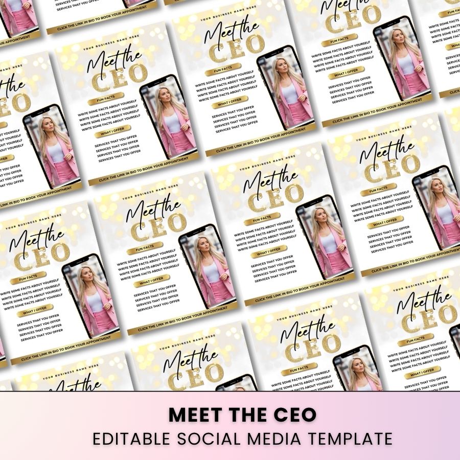 Meet the CEO Template for Social Media | White & Gold | For Beauty Professionals