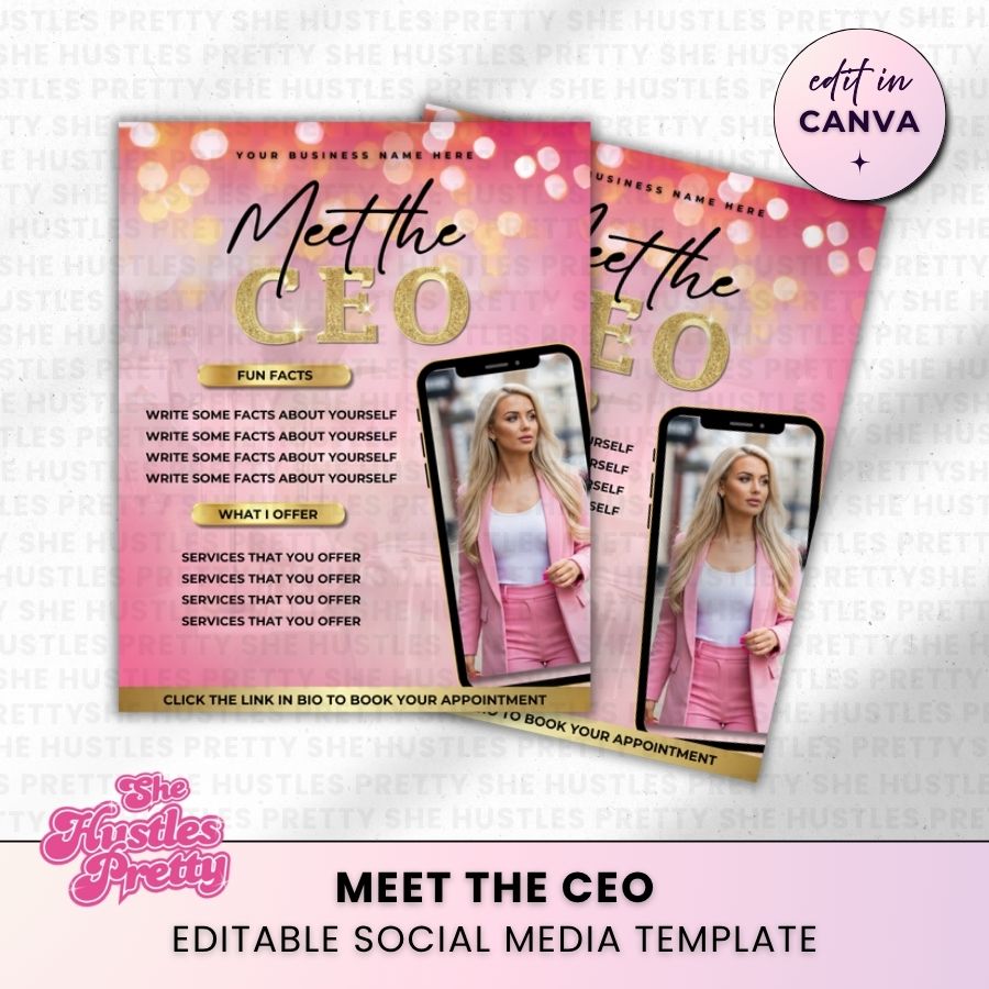 Meet the CEO Template for Social Media | Pink & Gold | For Beauty Professionals