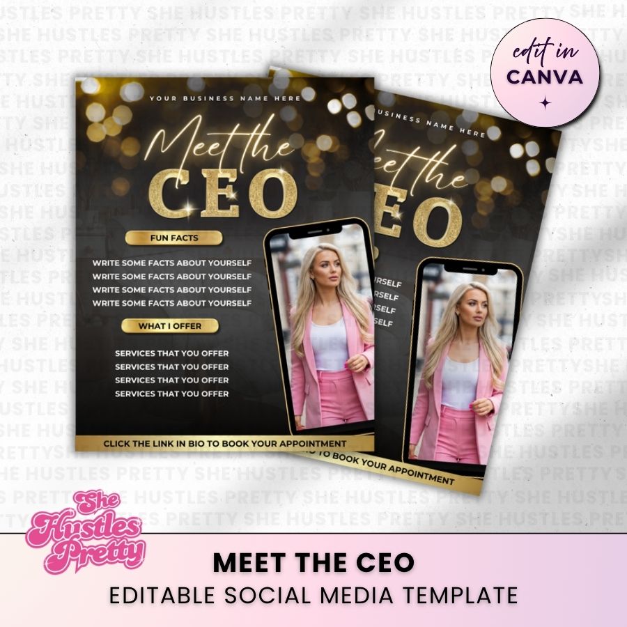 Meet the CEO Template for Social Media | Black & Gold | For Beauty Professionals