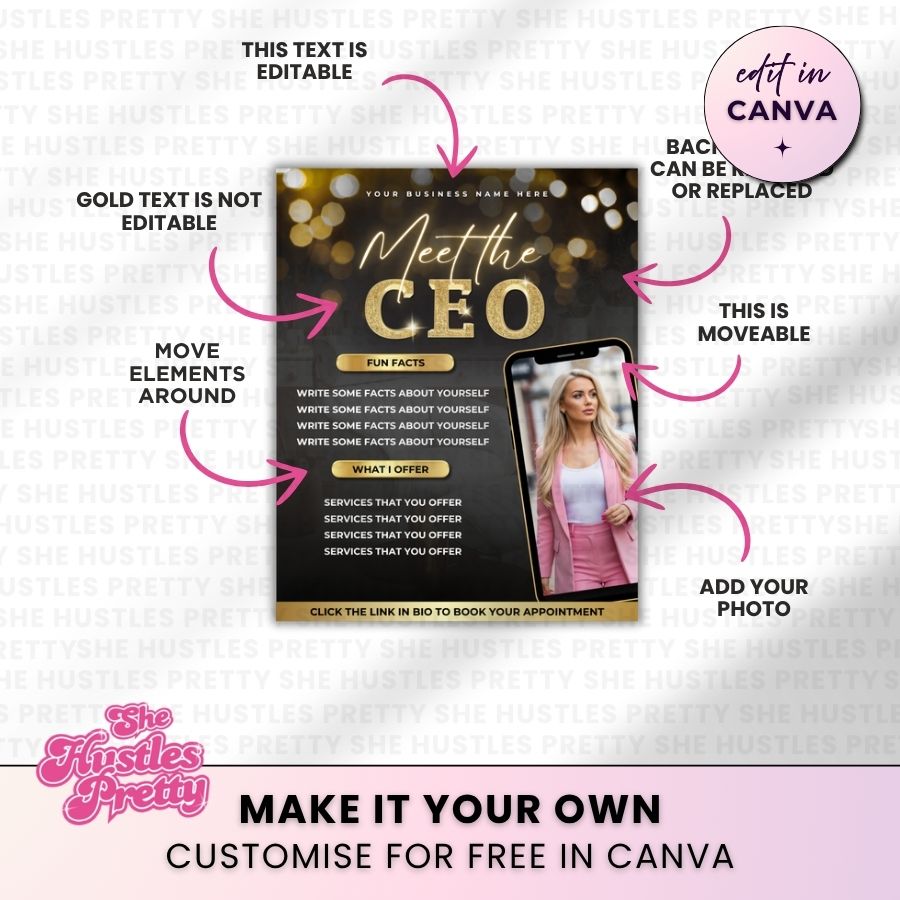 Meet the CEO Template for Social Media | Black & Gold | For Beauty Professionals