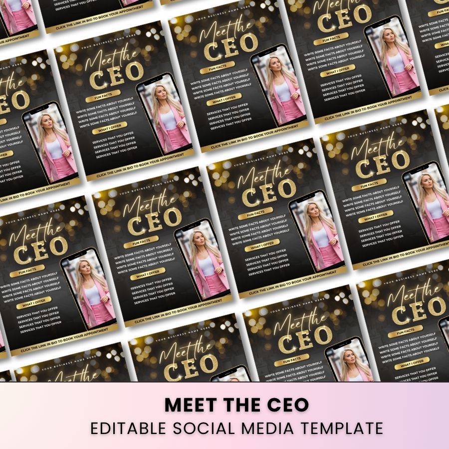 Meet the CEO Template for Social Media | Black & Gold | For Beauty Professionals