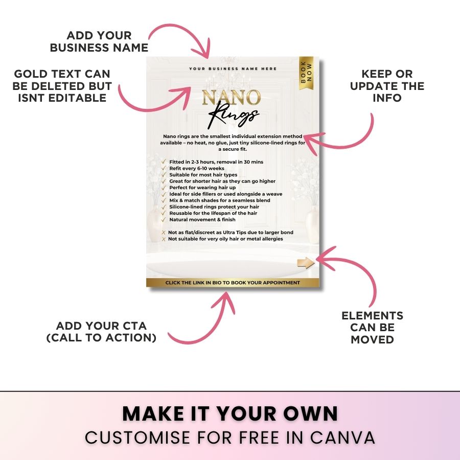 Hair Extension Methods Carousel for Social Media | White & Gold | For Beauty Professionals