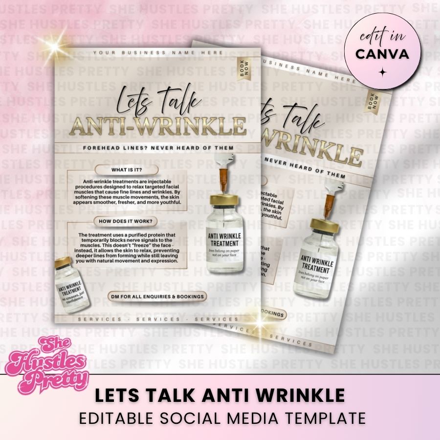 Let's Talk Anti-Wrinkle Template for Social Media | Golden Nude | For Aestheticians