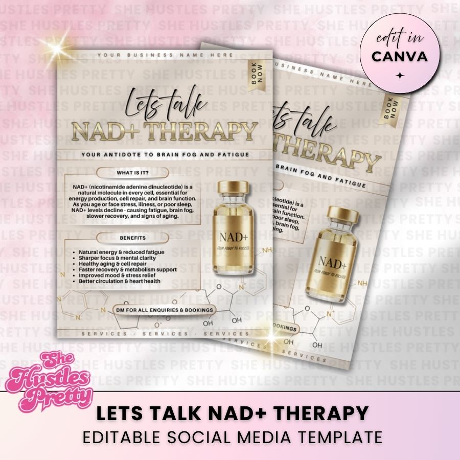 NAD+ Therapy Template for Social Media | Golden Nude | For Aestheticians