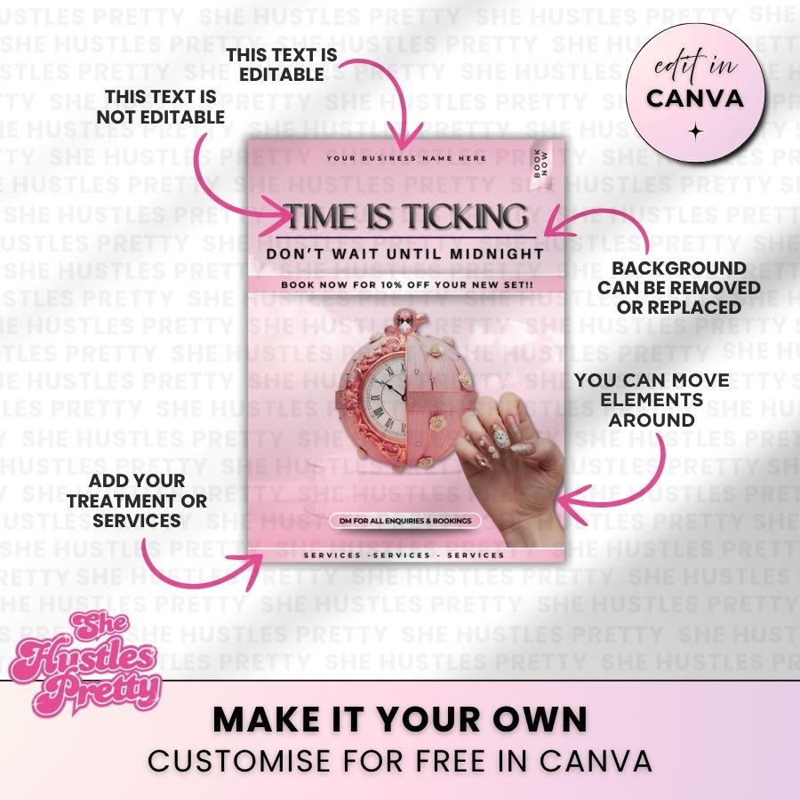 Autumn Nails Template | White & Pink | For Nail Technicians