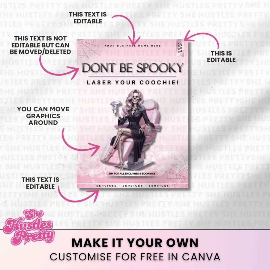 Don't be Spooky Halloween Template | White & Pink | For Laser Hair Removal Specialist