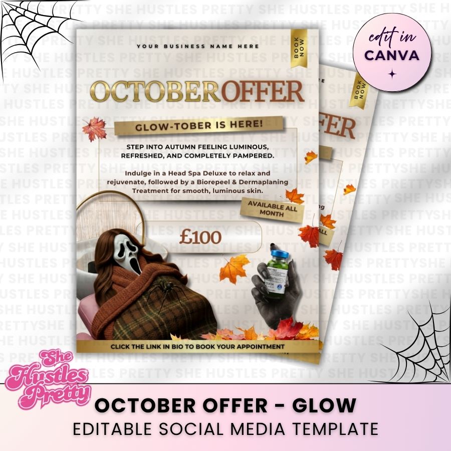 October Offers Social Media | Beige & Gold | For Aestheticians & Head Spa