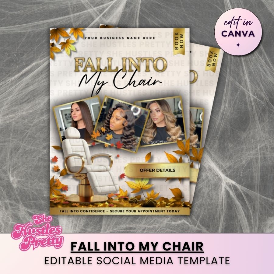 Fall into my Chair Halloween Template | Beige & Gold | For Beauty Professionals