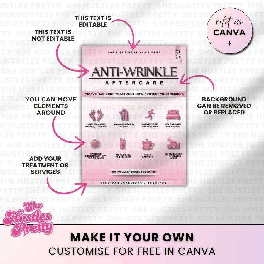 Anti Wrinkle Aftercare Social Media | White & Pink | For Aestheticians