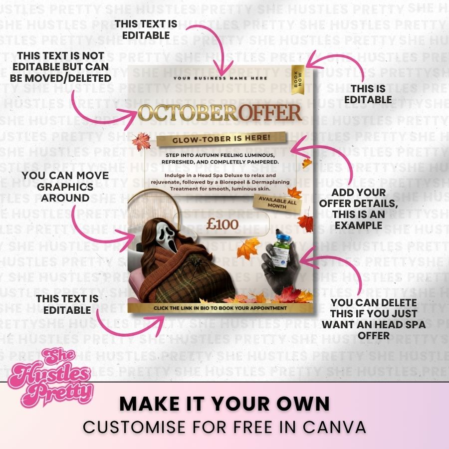 October Offers Social Media | Beige & Gold | For Aestheticians & Head Spa
