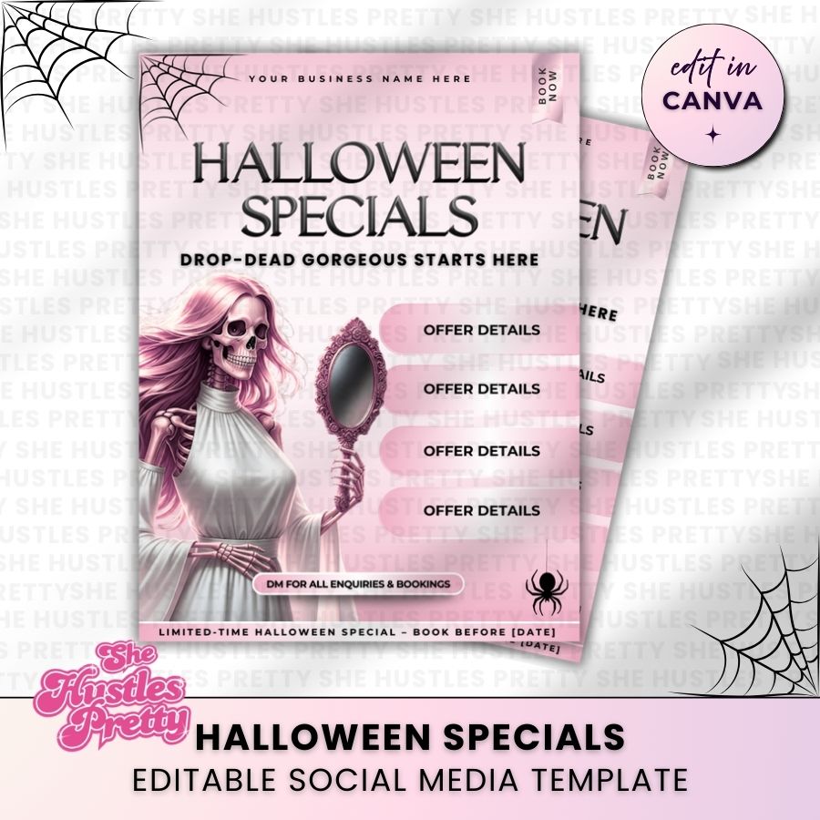 Halloween Specials Template for Social Media | White & Pink | For Beauty Professionals