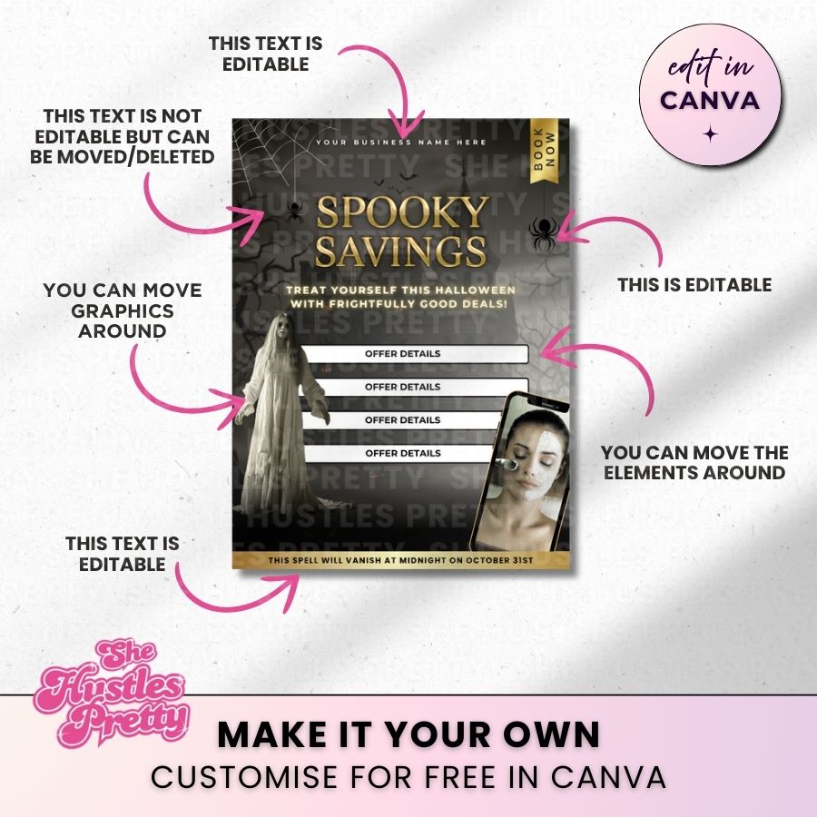 Spooky Savings Halloween Template | Black & Gold | For Beauty Professionals