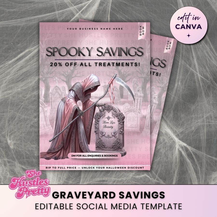 Spooky Savings Halloween Social Media | White & Pink | For Beauty Professionals
