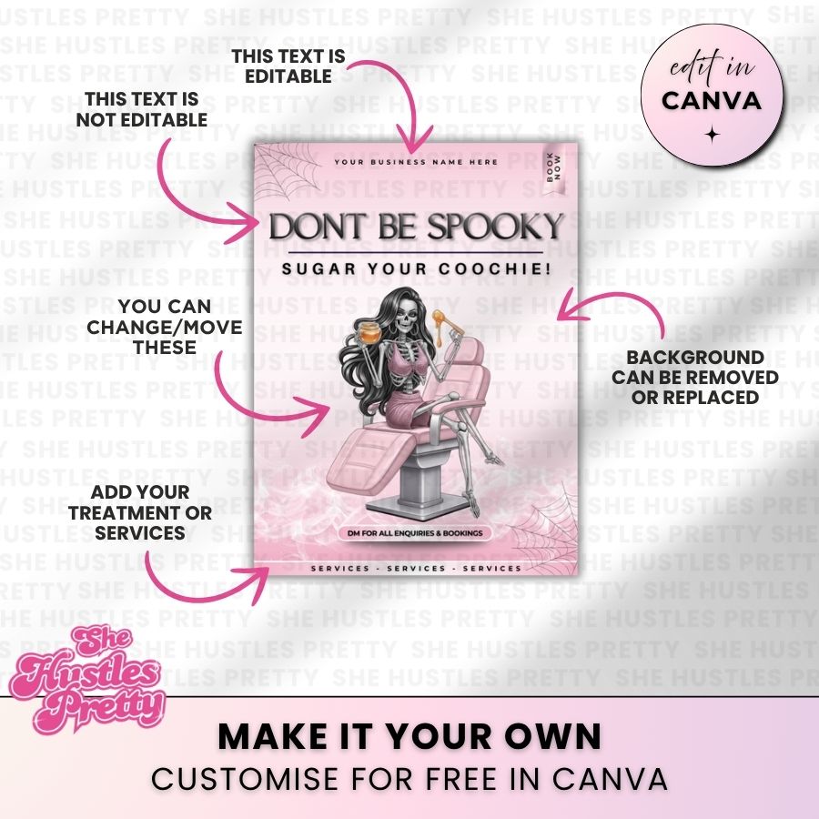 Don't be Spooky Halloween Template | White & Pink | For Sugaring Specialist