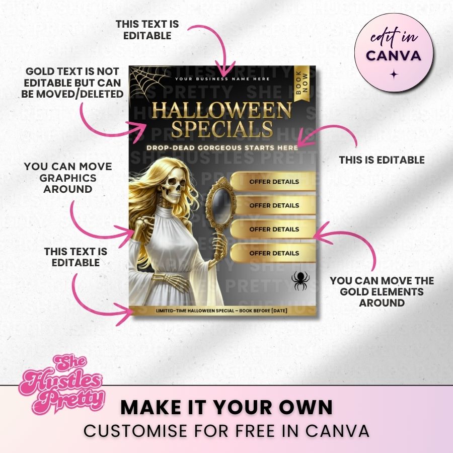 Halloween Specials Template for Social Media | Black & Gold | For Beauty Professionals