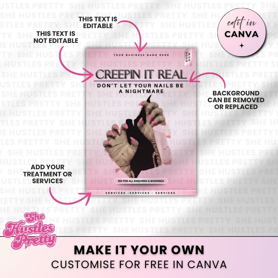 Halloween Nails Template | White & Pink | For Nail Technicians