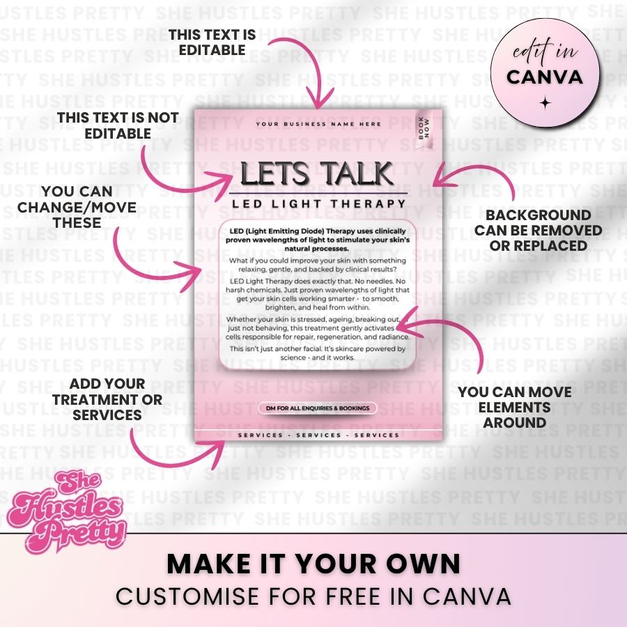 Lets Talk LED Light Therapy Template for Social Media | White & Pink | For Beauty Professionals