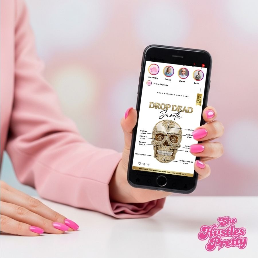 Drop Dead Smooth Botox Halloween Social Media | White & Gold | For Aestheticians