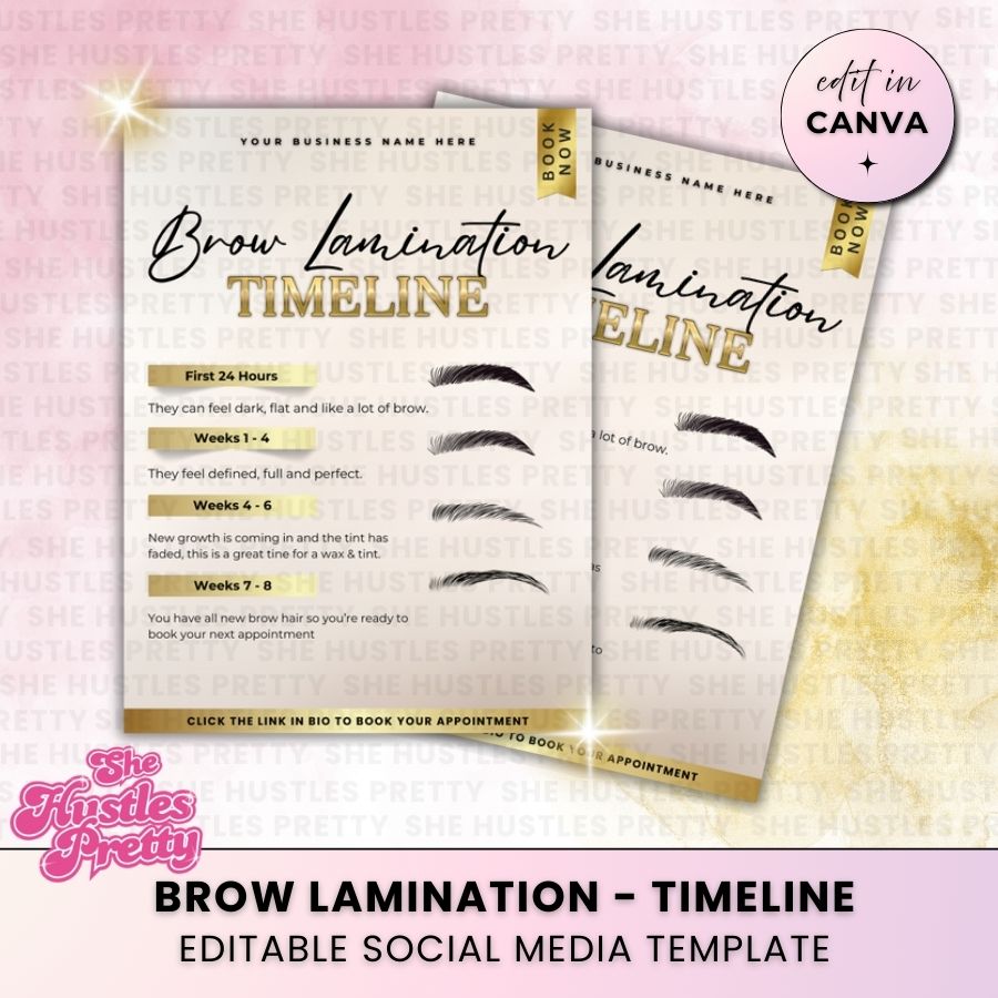 Brow Lamination - Timeline | Social Media Templates | Beige & Gold Luxe